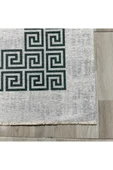 Pastel Home Modern Gri Çerçeveli Gri Şönil Halı Kilim Yolluk Yıkanabilir Kaymaz Salon Mutfak Koridor thumbnail 2
