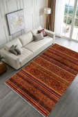 Pastel Home Renkli Bordo Tasarım Şönil Halı Kilim Yolluk Kaymaz Yıkanabilir Salon Oturma Odası Halısı Mutfak - 2