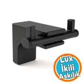 Şık Tasarım Siyah İkili Askılık Vidalı Paslanmaz Metal Duvar Askısı Banyo Mutfak Tuvalet İçin Modern thumbnail 1
