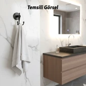 İkili Askılık Vidalı Paslanmaz Metal Duvar Askısı Banyo ve Mutfak İçin Mat Siyah thumbnail 2