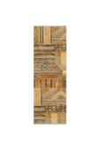 Pastel Home Turuncu Patchwork Şönil Halı Kilim Yolluk Kaymaz Yıkanabilir Saçaklı Salon Koridor Mutfak - 6