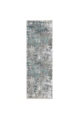 Pastel Home Tasarım Çift Taraflı Yıkanabilir Şönil Halı Kilim Yolluk Gri Turkuaz Mavi Lacivert Abstract - 11