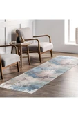 Pastel Home Tasarım Çift Taraflı Yıkanabilir Şönil Halı Kilim Yolluk Abstract Mavi Gri - 12