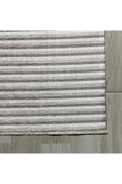 Pastel Home Modern Çizgili Açık Gri Kaymaz Şönil Halı Saçaklı Robot Süpürge Uyumlu Yıkanabilir Yolluk Kilim - 6