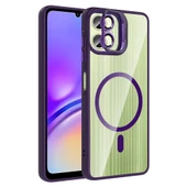 Galaxy A06 Kılıf Standlı ve Kamera Lens Hediyeli M-Safe Şarj Özellikli Zore Etro Kapak - 1