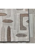 Pastel Home Tasarım Çift Taraflı Yıkanabilir Şönil Halı Kilim Yolluk Bej Kahve Toprak Tonlarında Geometrik - 11