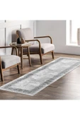 Pastel Home Çerçeveli Gri Şönil Halı Kilim Yolluk Kaymaz Yıkanabilir Saçaklı Mutfak Salon Oturma Odası Koridor - 7