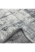 Pastel Home Tasarım Çift Taraflı Yıkanabilir Eskitme Şönil Halı Kilim Yolluk Gri Vintage Çerçeveli - 14