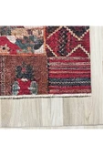 Pastel Home Kırmızı Patchwork Anadolu Kilim Şönil Halı Yolluk Kaymaz Yıkanabilir Saçaklı Salon Koridor Mutfak - 2