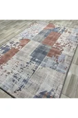 Pastel Home Tasarım Çift Taraflı Yıkanabilir Şönil Halı Kilim Yolluk Kiremit Soluk Mavi Zeytin Yeşili Gri Bej - 2