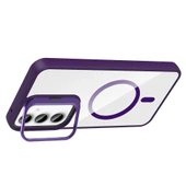 Galaxy A55 Kılıf Standlı ve Kamera Lens Hediyeli M-Safe Şarj Özellikli Zore Etro Kapak thumbnail 5