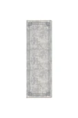 Pastel Home Siyah Çerçeveli Gri Şönil Halı Kilim Yolluk Kaymaz Saçaklı Yıkanabilir Koridor Mutfak Salon thumbnail 6