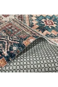 Pastel Home Kahverengi Yeşil Eskitme Patchwork Şönil Halı Kilim Yolluk Kaymaz Yıkanabilir Saçaklı - 12
