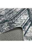 Pastel Home Modern Çizgili Siyah Gri Şönil Halı Kilim Yolluk Kaymaz Yıkanabilir Kendinden Saçaklı thumbnail 12
