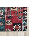 Pastel Home Vintage Bordo Yeşil Patchwork Şönil Halı Kilim Yolluk Kaymaz Yıkanabilir Saçaklı Mutfak Salon - 2