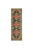 Pastel Home Etnik Çiçekli Karabağ Desenli Şönil Halı Kilim Kaymaz Pamuk Taban Kendinden Saçaklı Yıkanabilir - 6