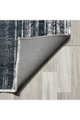 Pastel Home Modern Çizgili Siyah Gri Şönil Halı Kilim Yolluk Kaymaz Yıkanabilir Kendinden Saçaklı thumbnail 3