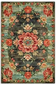 Pastel Home Etnik Çiçekli Karabağ Desenli Şönil Halı Kilim Kaymaz Pamuk Taban Kendinden Saçaklı Yıkanabilir - 1