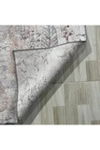 Pastel Home Tasarım Çift Taraflı Yıkanabilir Şönil Halı Kilim Yolluk Vizon Kahve Yaprak Desenli - 3