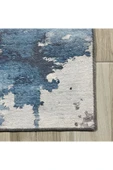 Pastel Home Tasarım Çift Taraflı Yıkanabilir Şönil Halı Kilim Yolluk Abstract Mavi Gri - 13