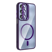 Galaxy A25 Kılıf Standlı ve Kamera Lens Hediyeli M-Safe Şarj Özellikli Zore Etro Kapak - 2