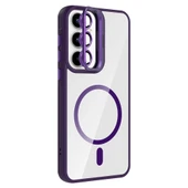 Galaxy A55 Kılıf Standlı ve Kamera Lens Hediyeli M-Safe Şarj Özellikli Zore Etro Kapak thumbnail 4