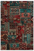 Pastel Home Vintage Bordo Yeşil Patchwork Şönil Halı Kilim Yolluk Kaymaz Yıkanabilir Saçaklı Mutfak Salon - 1