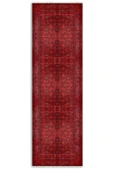 Pastel Home Bordo kırmızı afgan türkmen şönil halı kilim yolluk yıkanabilir kaymaz taban salon mutfak saçaklı thumbnail 6
