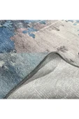 Pastel Home Tasarım Çift Taraflı Yıkanabilir Şönil Halı Kilim Yolluk Abstract Mavi Gri - 15