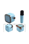 Karaoke Kablosuz Hoparlör Mikrofonlu Rgb Işıklı Bluetooth Speaker Tf Kart/usb Mavi - 3