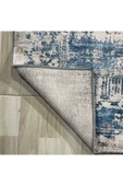 Pastel Home Tasarım Çift Taraflı Yıkanabilir Şönil Halı Kilim Yolluk Eskitme Çerçeveli Mavi - 5