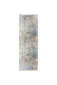Pastel Home Tasarım Çift Taraflı Yıkanabilir Şönil Halı Kilim Yolluk Abstract Bej Mavi - 7
