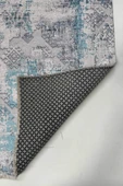 Pastel Home Etnik Turkuaz Gri Şönil Halı Kilim Yolluk Kaymaz Yıkanabilir Kendinden Saçaklı Mutfak Koridor Salon thumbnail 4