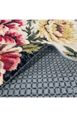 Pastel Home Etnik Çiçekli Karabağ Desenli Şönil Halı Kilim Kaymaz Pamuk Taban Kendinden Saçaklı Yıkanabilir - 4