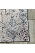 Pastel Home Tasarım Çift Taraflı Yıkanabilir Şönil Halı Kilim Yolluk Vizon Kahve Yaprak Desenli - 10