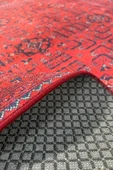 Pastel Home Bordo kırmızı afgan türkmen şönil halı kilim yolluk yıkanabilir kaymaz taban salon mutfak saçaklı thumbnail 3