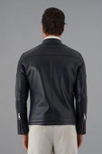 Tyler Lacivert Erkek Deri Mont - 5
