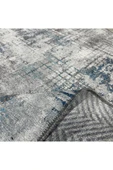 Pastel Home Tasarım Çift Taraflı Yıkanabilir Şönil Halı Kilim Yolluk Gri Turkuaz Mavi Lacivert Abstract - 13