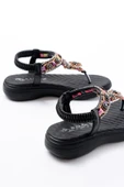 DM-609 Siyah Taşlı Arka Lastikli Parmak Arası Kadın Sandalet thumbnail 5