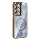 Galaxy A25 Kılıf Standlı ve Kamera Lens Hediyeli M-Safe Şarj Özellikli Zore Etro Kapak - 10