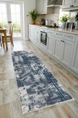 Pastel Home Lacivert Gri Tasarım Şönil Halı Kilim Yolluk Kaymaz Yıkanabilir Saçaklı Oturma Odası Mutfak Koridor thumbnail 7