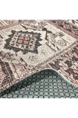 Pastel Home Kahverengi Patchwork Şönil Halı Kilim Yolluk Kaymaz Saçaklı Yıkanabilir Salon Mutfak Kordior thumbnail 4