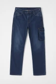 Erkek Regular Fit Kargo Cepli Jean Pantolon thumbnail 1