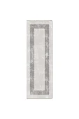 Pastel Home Gri Çerçeveli Eskitme Şönil Halı Kilim Yolluk Kaymaz Yıkanabilir Mutfak Koridor Oturma Odası Yatak - 6