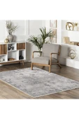Pastel Home Tasarım Çift Taraflı Yıkanabilir Şönil Halı Kilim Yolluk Abstract Mavi Gri - 6