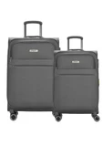 Pierre Cardin 2'li Valiz Seti Orta Ve Kabin Boy Lüx Kumaş Valiz Antrasit 04pc6000 thumbnail 1