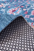 Pastel Home Eskitme mavi etnik desenli şönil kendinden saçaklı halı kilim yolluk yıkanabilir kaymaz taban thumbnail 11