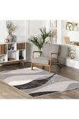 Pastel Home Siyah Gri Antrasit Modern Şönil Halı Kilim Yolluk Kaymaz Yıkanabilir Salon Koridor Mutfak thumbnail 5