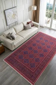 Pastel Home Eskitme bordo pembe kendinden saçaklı şönil afgan halısı kilim kaymaz taban yıkanabilir yolluk - 2
