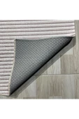 Pastel Home Modern Çizgili Açık Gri Kaymaz Şönil Halı Saçaklı Robot Süpürge Uyumlu Yıkanabilir Yolluk Kilim - 7